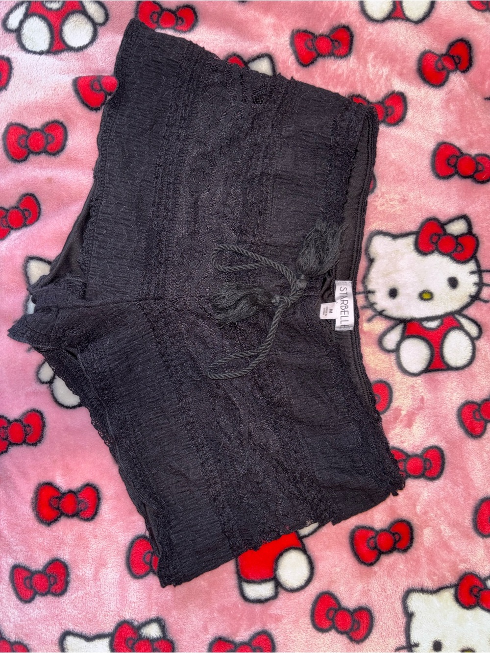 Black Women's Smocked Knit Shorts with Drawstring